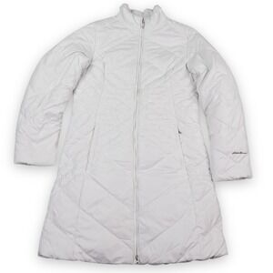 Eddie Bauer Down Jacket Womens‎ Medium White Quilted Puffer Coat Storm Repel